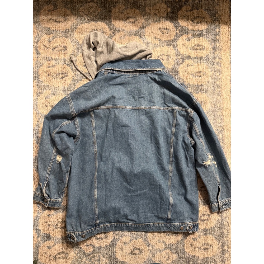 Free People We The Free Hooded Denim‎ Jacket Large Oversized Pristine Condition - Picture 4 of 4